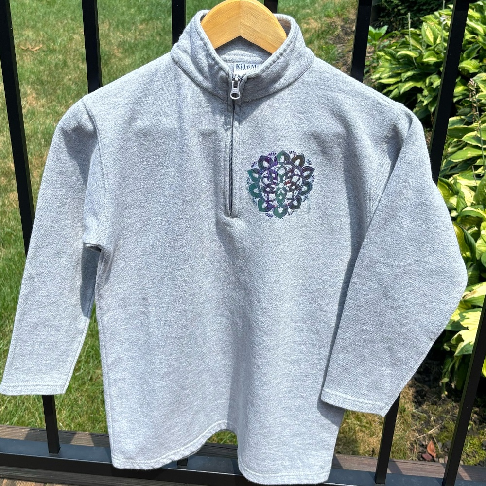Youth Large Tunic Sweatshirt with holographic floral design - like NEW!